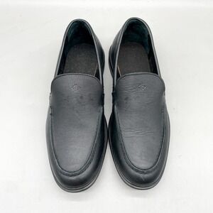 Amberjack Mens 7 Obsidian Loafer Slip On Shoes Black Leather Preppy NO INSOLES